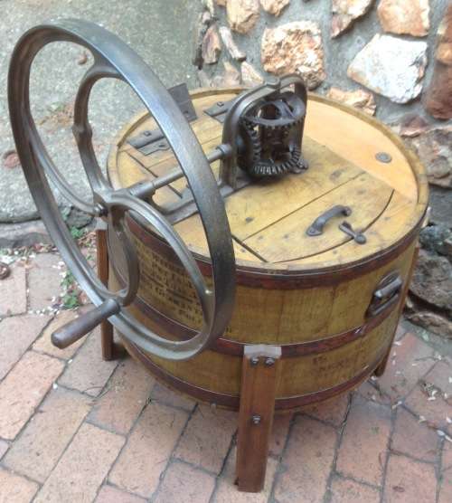 Museum piece - hand propelled wooden washing machine - once in a lifetime item