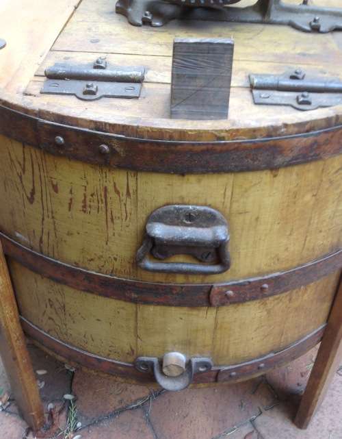 Museum piece - hand propelled wooden washing machine - once in a lifetime item