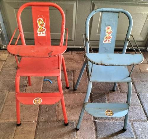 Vintage Afrikander doll chairs (blue and red)