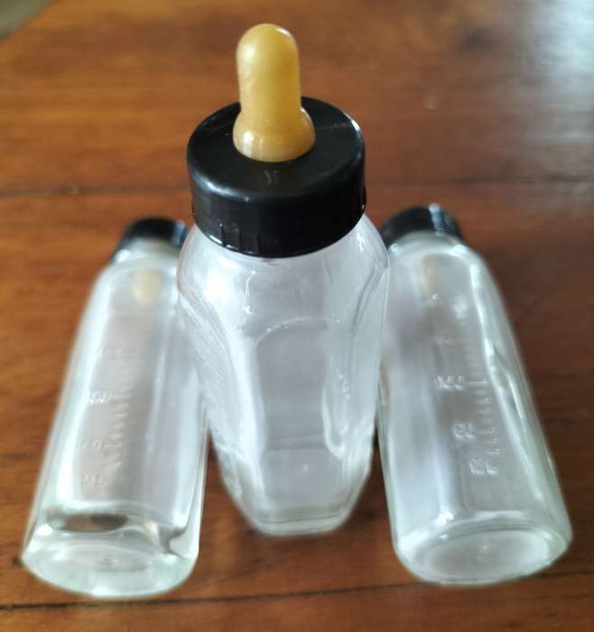 Vintage doll glass bottles (x 3) - for the doll  collector