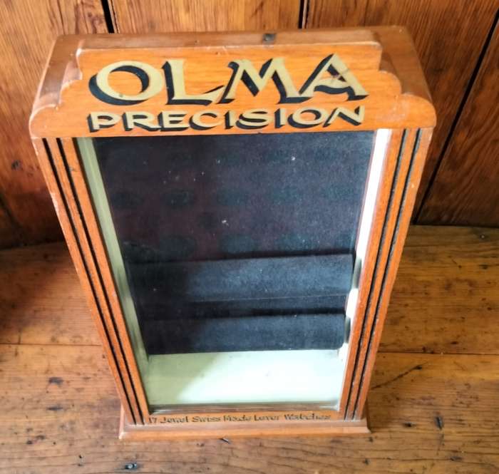 Antique wooden watch cabinet (Olma precision)
