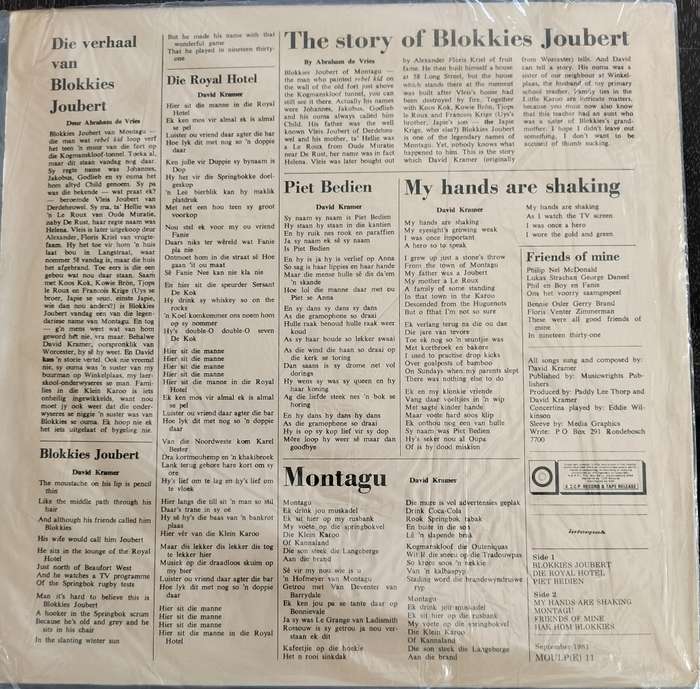 David Kramer - Blokkies Joubert (Die verhaal van / Story of)