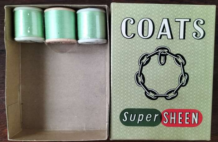 Vintage boxed Cotton thread / Coats Super Sheen (Green x 3)