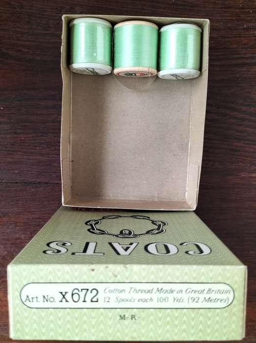 Vintage boxed Cotton thread / Coats Super Sheen (Green x 3)
