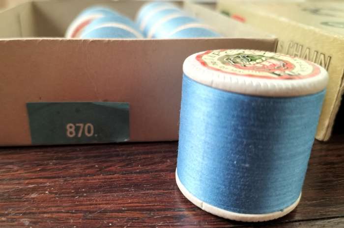 Vintage boxed Cotton thread / Coats Super Sheen (Blue x 8)