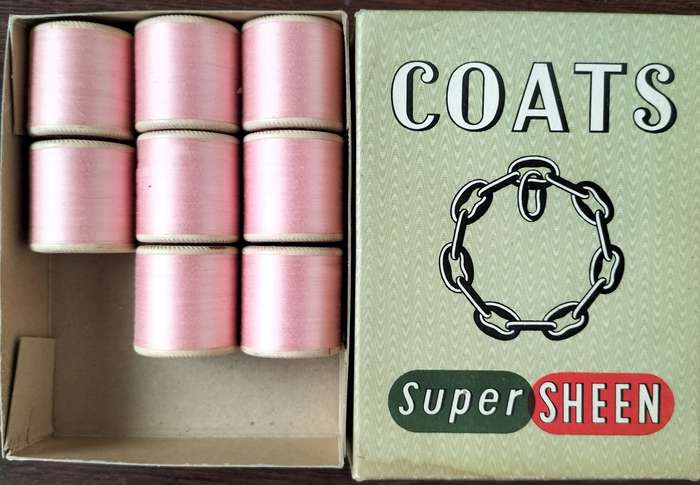 Vintage boxed Cotton thread / Coats Super Sheen (DK Cinnamon  x 8)