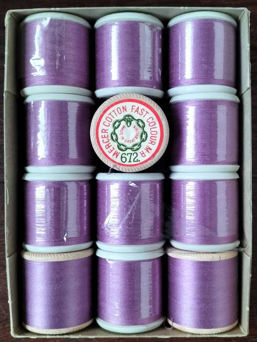 Vintage boxed Cotton thread / Coats Super Sheen (purple x 12)