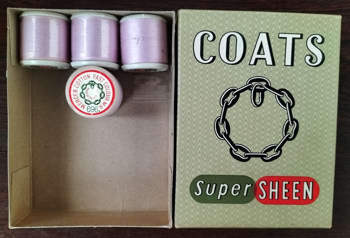 Vintage boxed Cotton thread / Coats Super Sheen (light purple x 4)