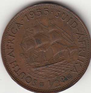 SA Union Bronze 1955 Half Penny AU