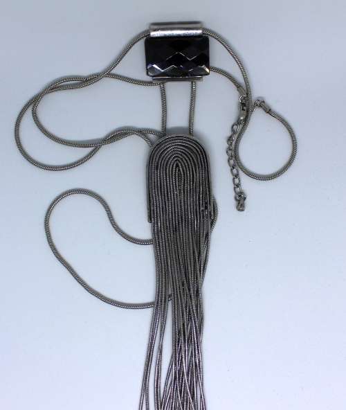 Stunning Bulky Silver colored Necklace, Costume Jewelry