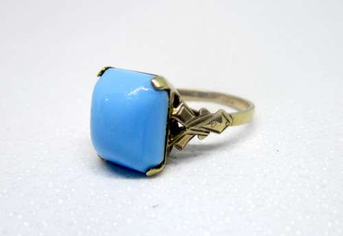 Vintage/Antique  Turquoise Stone Engagement Rings Rose Gold, 9ct with Makers Mark FJ.