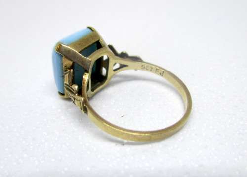 Vintage/Antique  Turquoise Stone Engagement Rings Rose Gold, 9ct with Makers Mark FJ.