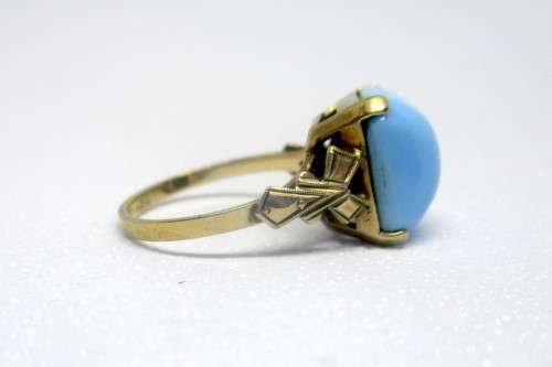 Vintage/Antique  Turquoise Stone Engagement Rings Rose Gold, 9ct with Makers Mark FJ.