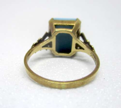 Vintage/Antique  Turquoise Stone Engagement Rings Rose Gold, 9ct with Makers Mark FJ.
