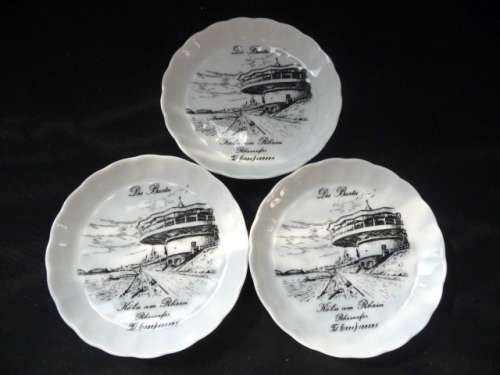 Vintage Koln am Rhein Souvenir Travel Germany Rhine Bastei Opernhaus Pin Dishes x 3.