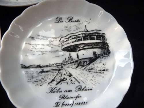 Vintage Koln am Rhein Souvenir Travel Germany Rhine Bastei Opernhaus Pin Dishes x 3.