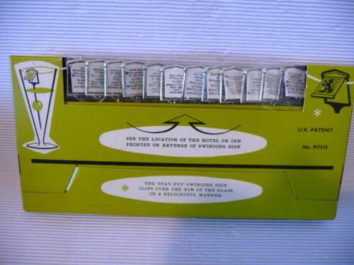 Vintage 1960`s Genuine Inn Sign Cocktail Sticks 12 Hotels Inns Around Manchester. Unopened.