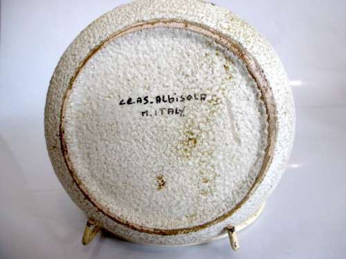 Vintage Hand painted Italy Pottery Ashtray with Embossed detail By CE AS ALBISOLA