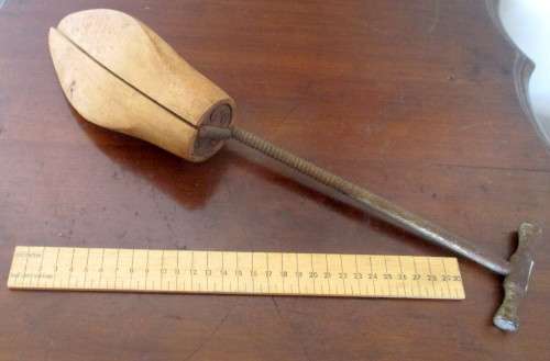 Vintage Wooden Shoe Stretcher Wood with Metal Twist Handle. Rustic look.