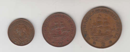 1946 SA Union Bronze Penny, Half Penny and Farthing