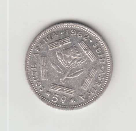 1962 Silver South Africa 5 Cent