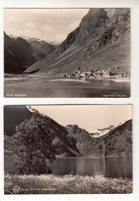 Two Vintage Black and White Photo Postcards, Norway . Unused.