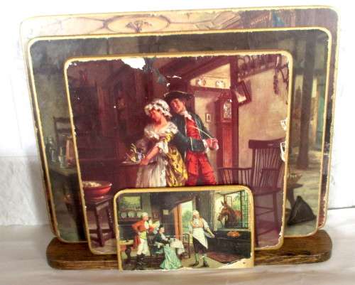 Vintage Win-El-Ware Table Mats Set of 7 with display stand. As per photo. made in Great Britain.