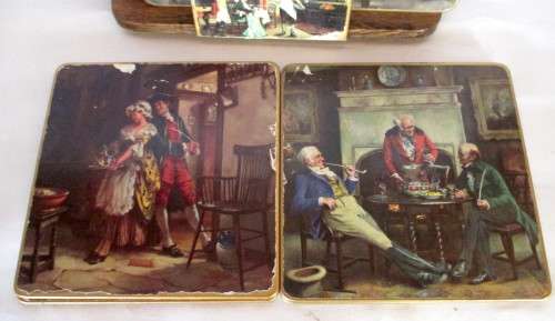 Vintage Win-El-Ware Table Mats Set of 7 with display stand. As per photo. made in Great Britain.