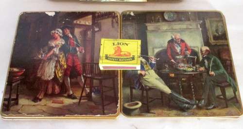 Vintage Win-El-Ware Table Mats Set of 7 with display stand. As per photo. made in Great Britain.