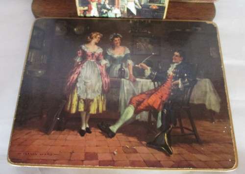 Vintage Win-El-Ware Table Mats Set of 7 with display stand. As per photo. made in Great Britain.