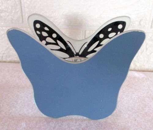 Butterfly Glass Tea Light Candle. 100mm high.