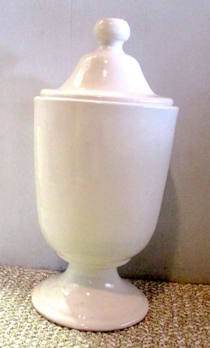 Vintage Apothecary Verbascum Thapsus L. Ceramic jar in French Provence Style. 260mm high.