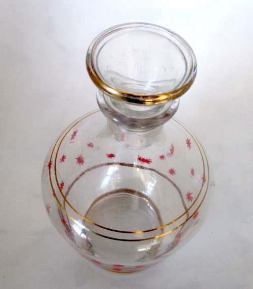 Retro Glass Decanter, 1950s carafe, stat pattern, mid century. 185mm high
