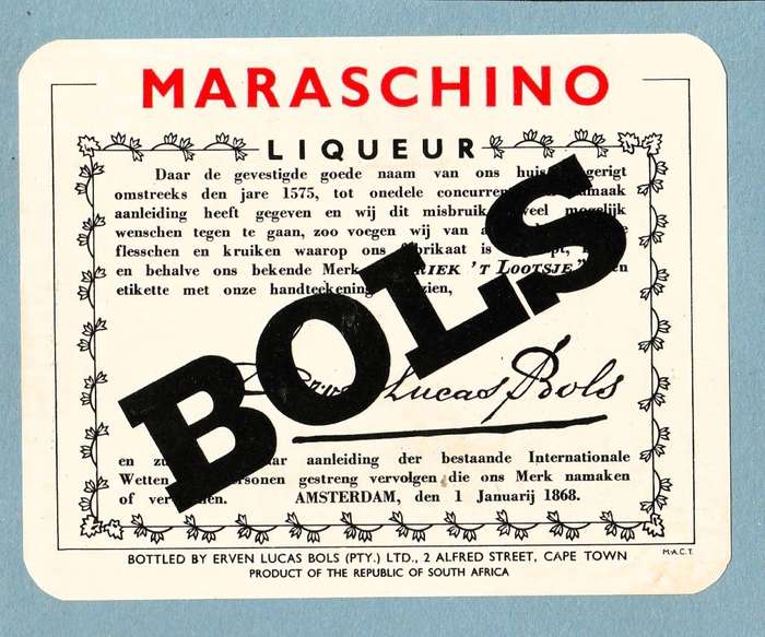 Vintage Lot of 4 different BOLS Liqueur Labels. Three from RSA one from Holland.