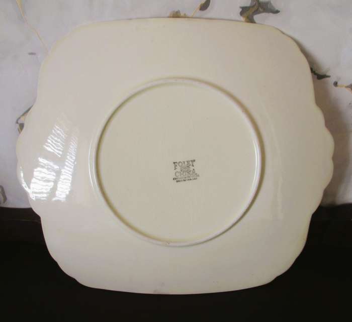 Vintage Porcelain Foley China Square  Cake Serving Plate. 200mm x200mm. Lovely Gold finish, spotless