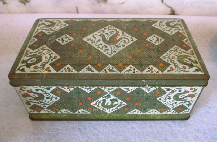 Beautiful Decorated Tin with various miscellanious items. As per photo.