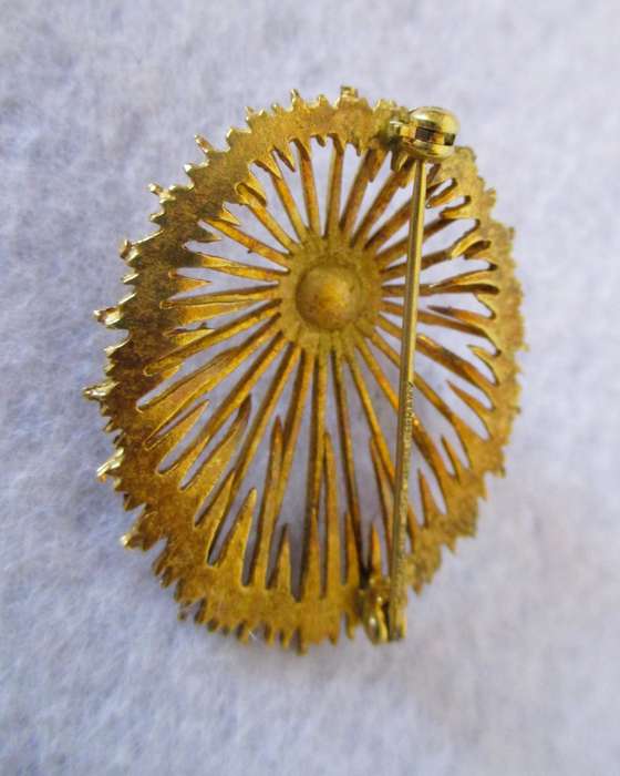 Vintage Rolled Gold and Pearl Starburst Brooch. Made in Germany. Absolute Lovely piece.