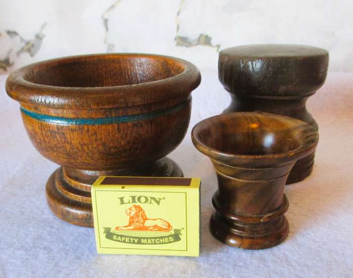 Lot of three Vintage Wooden Tobacco stand items. As per photo.