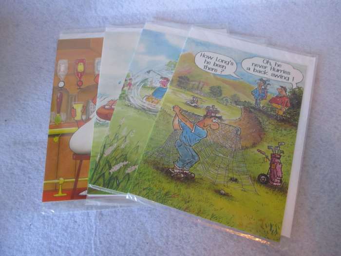 Lot of 4 Humoristic  Birthday cards with envelopes. Sealed.
