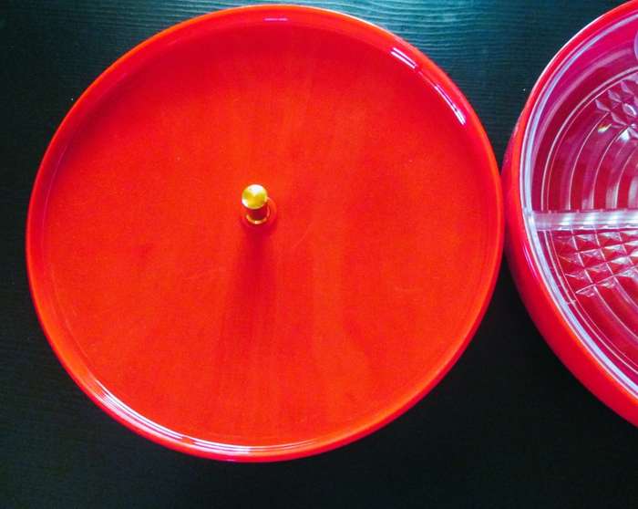 Chinese New Year Dragon Carve Snack Box. Hard plastic.  240mm diameter.