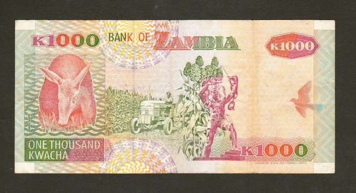 Zambia 1000 Kwacha 1992 Banknote.