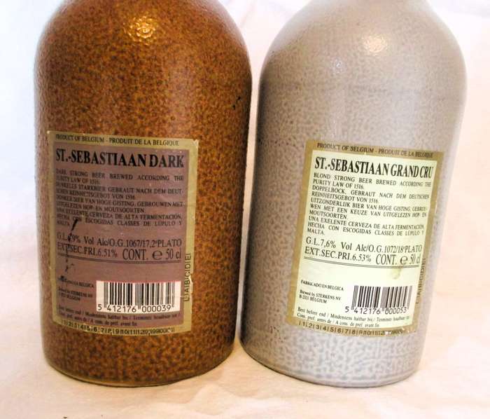 Vintage Ceramic St. Sebastiaan Belgian Tripel style beer brewed by Brouwerij Sterkens. As per photo.