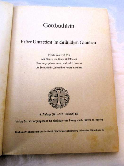 AMAZING GERMAN COLOR ILLUSTRATED RELIGIOUS BOOK GOTTBUCHLEIN 1951 MUNCHEN, 145p