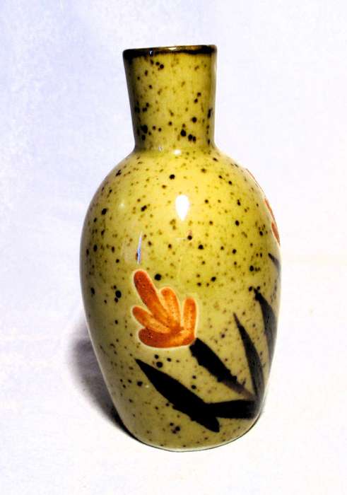 Palcon Handcrafted Stoneware Small Vase - Folkart Range - Flower Detail 120mm high.