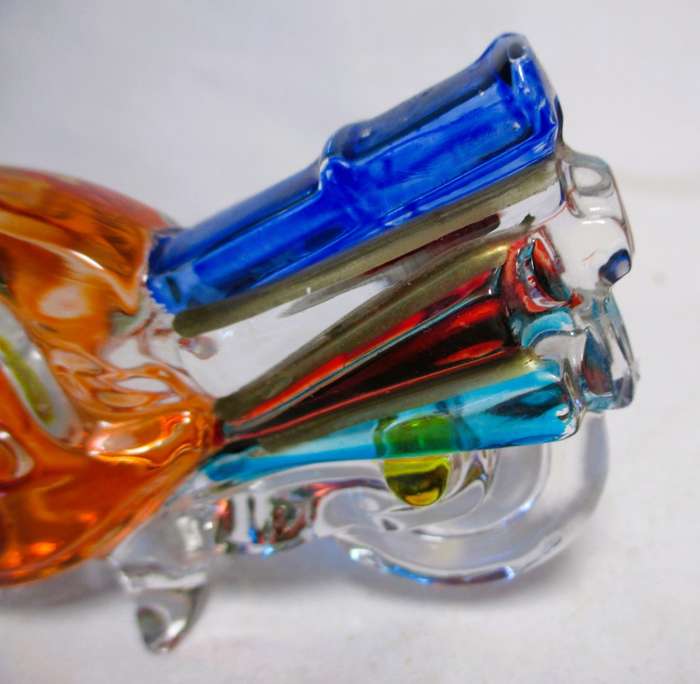 Hand Painted Murano Glass Motorcycle. Perfect item. 115mm x 75mm.
