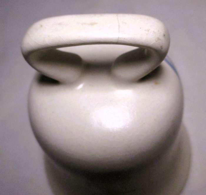 Vintage Delt Blue and White Bell. Small hairline crack on handle. 100mm high.