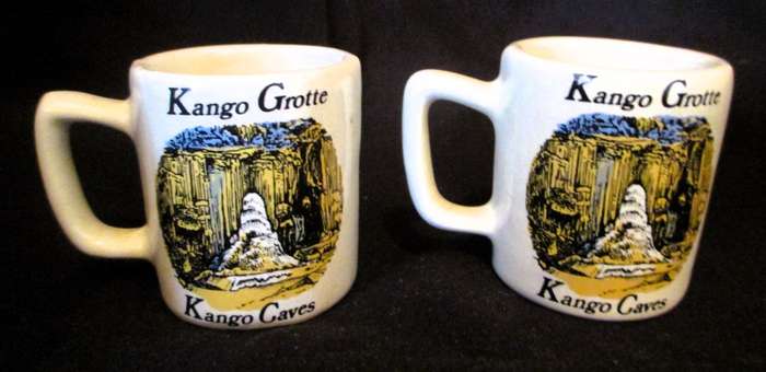 SALE R25 -TWo Small Ceramic Kango Grotte Ceramic Beer tankards. 50mm high.