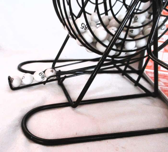 Vintage BINGO Set, Balls, Metal Bingo Wire Hopper and Bingo Cards. As per photo.