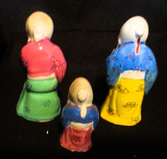 Lot of 3 Vintage Shou Xing Chinese Star God of Longevity Porcelain Figurines. 80mm and 50mm high.