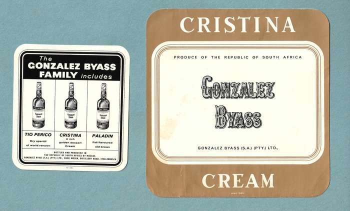 4 x Vintage Spirit Bottle Labels. Conzalez, Tio Perico, Christina, Paladin.